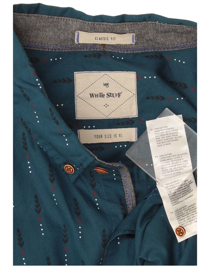 Chemise Homme White Stuff XL Bleu Géométrique Coton