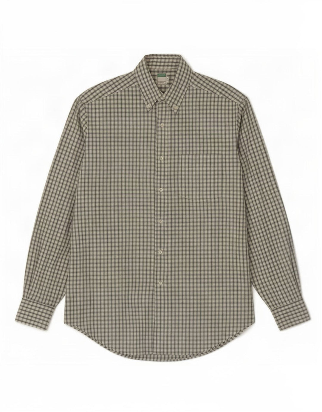 Benetton Chemise Homme Vert Moyen Carreaux Coton