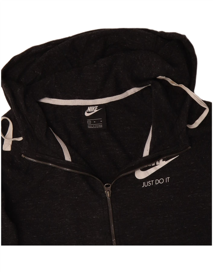 Nike Pull à capuche zippé pour femme UK 14 Coton moucheté gris moyen