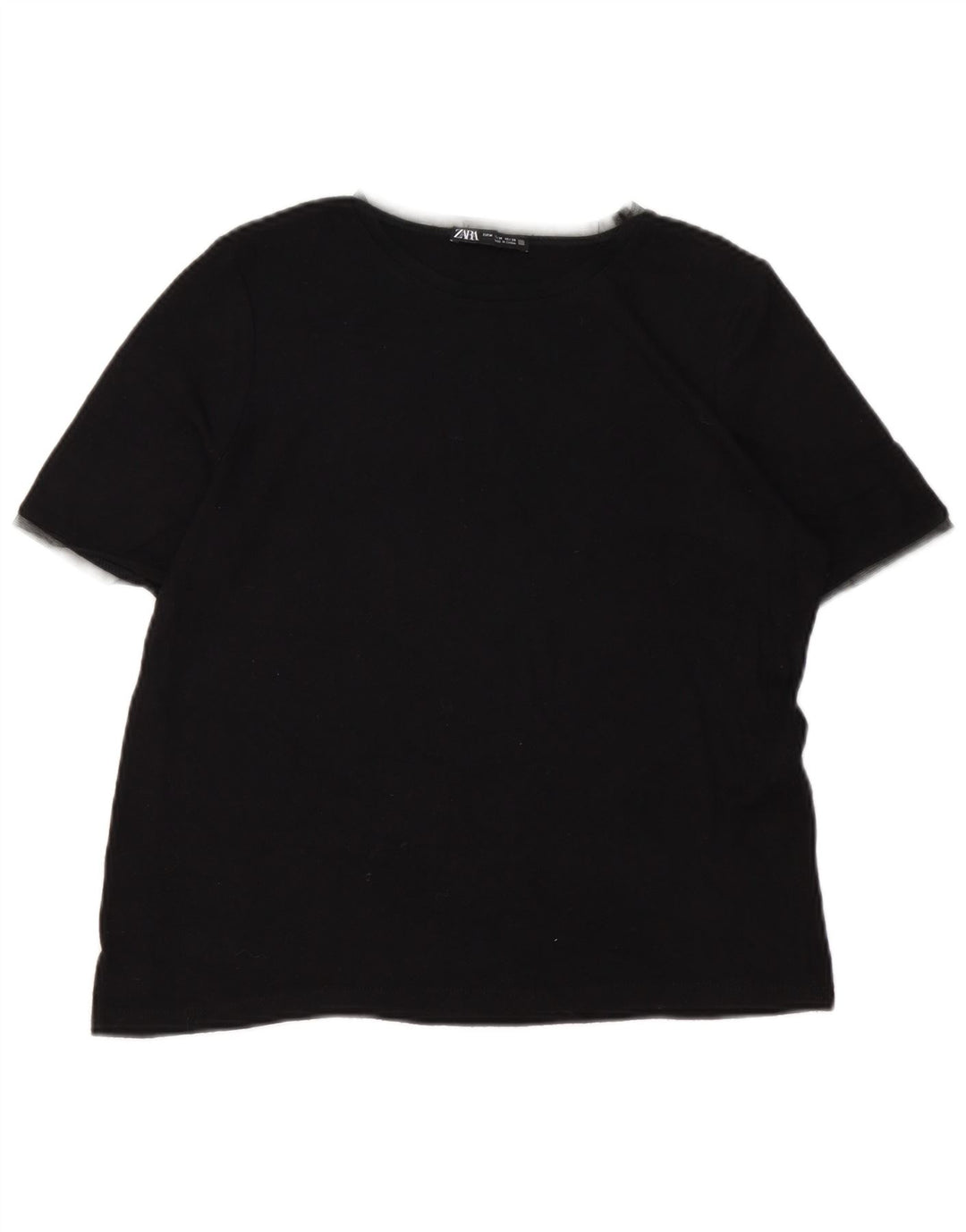 Zara Femme T-Shirt Top UK 12 Medium Noir Viscose