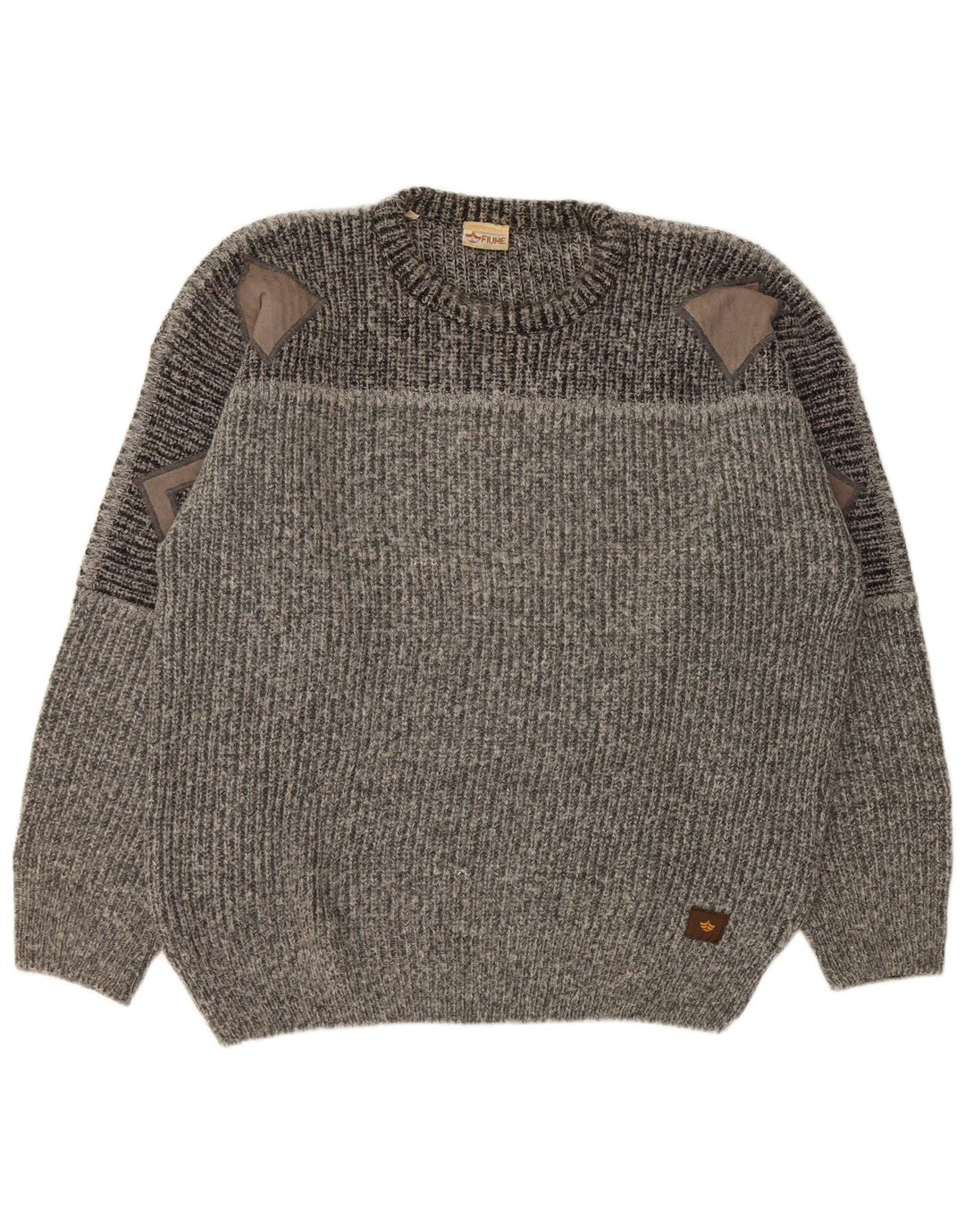 FIUME Pull à col rond pour homme 2XL Gris Colorblock Acrylique