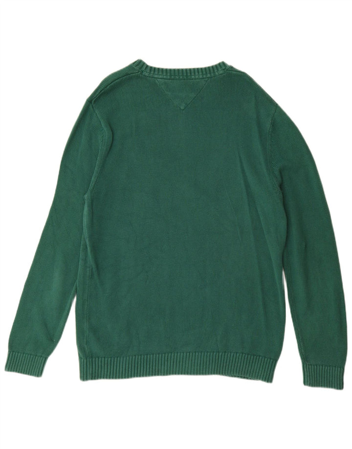 TOMMY HILFIGER Pull Col Ras du Cou Homme Vert Moyen Coton