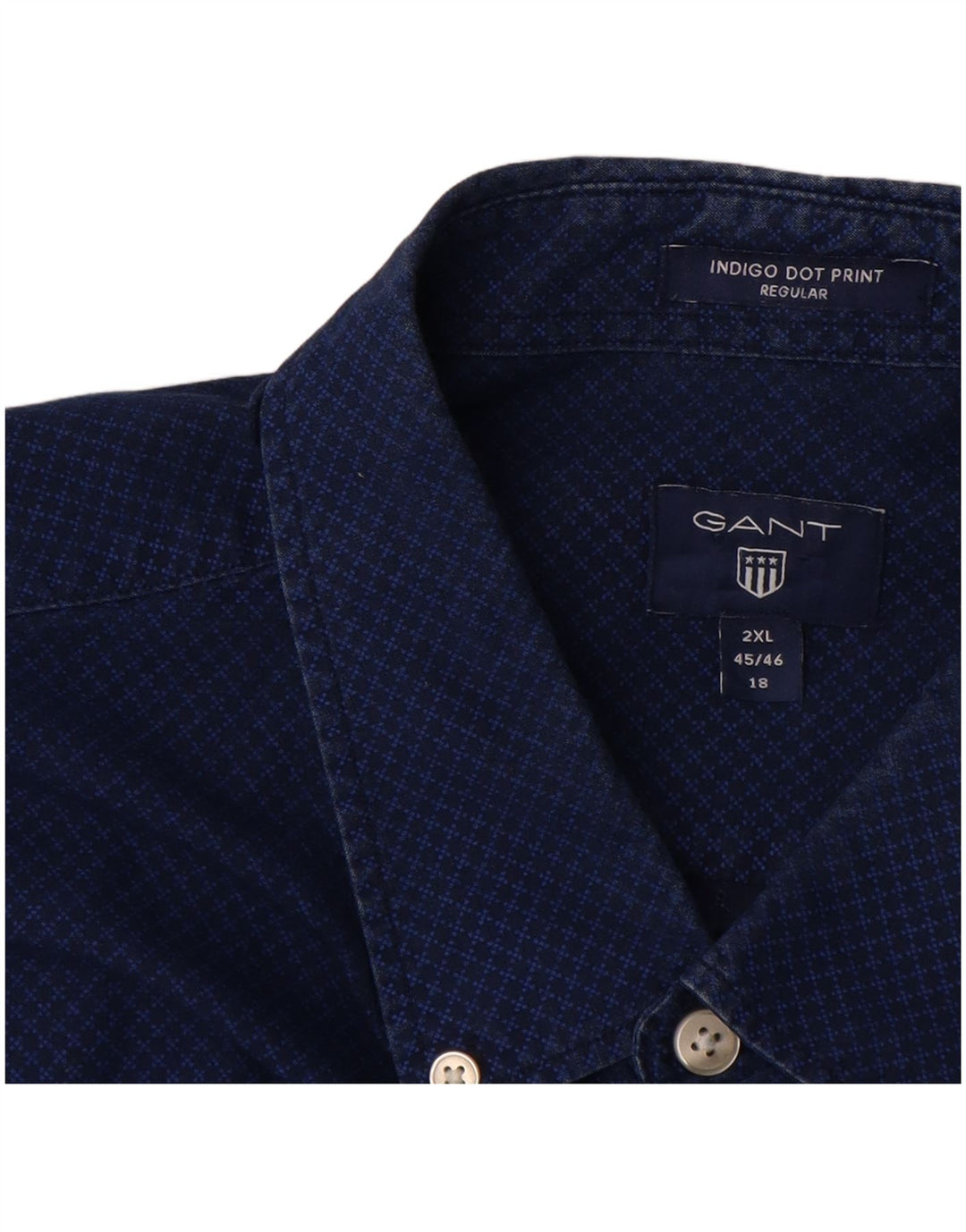 GANT Chemise Regular Fit Homme Taille 45/46 18 2XL Bleu Géométrique Coton