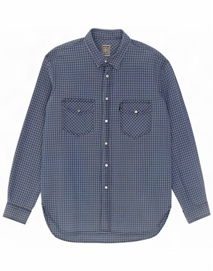 Casucci Chemise Homme XL Bleu Carreaux Coton
