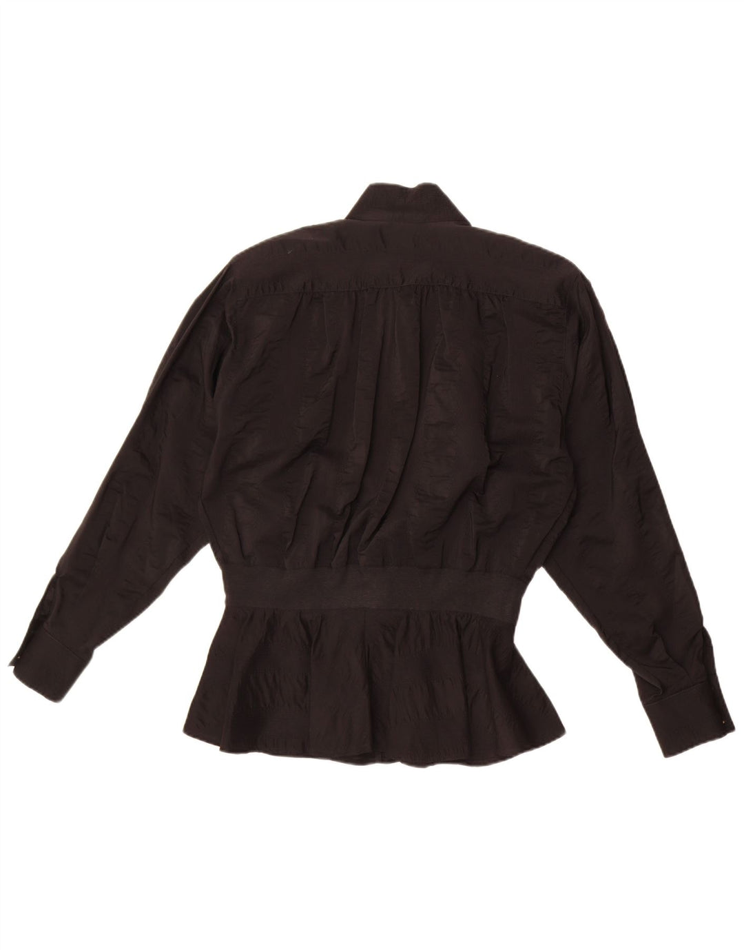 vintage Femme Chemise Blouse UK 18 XL Acétate Noir