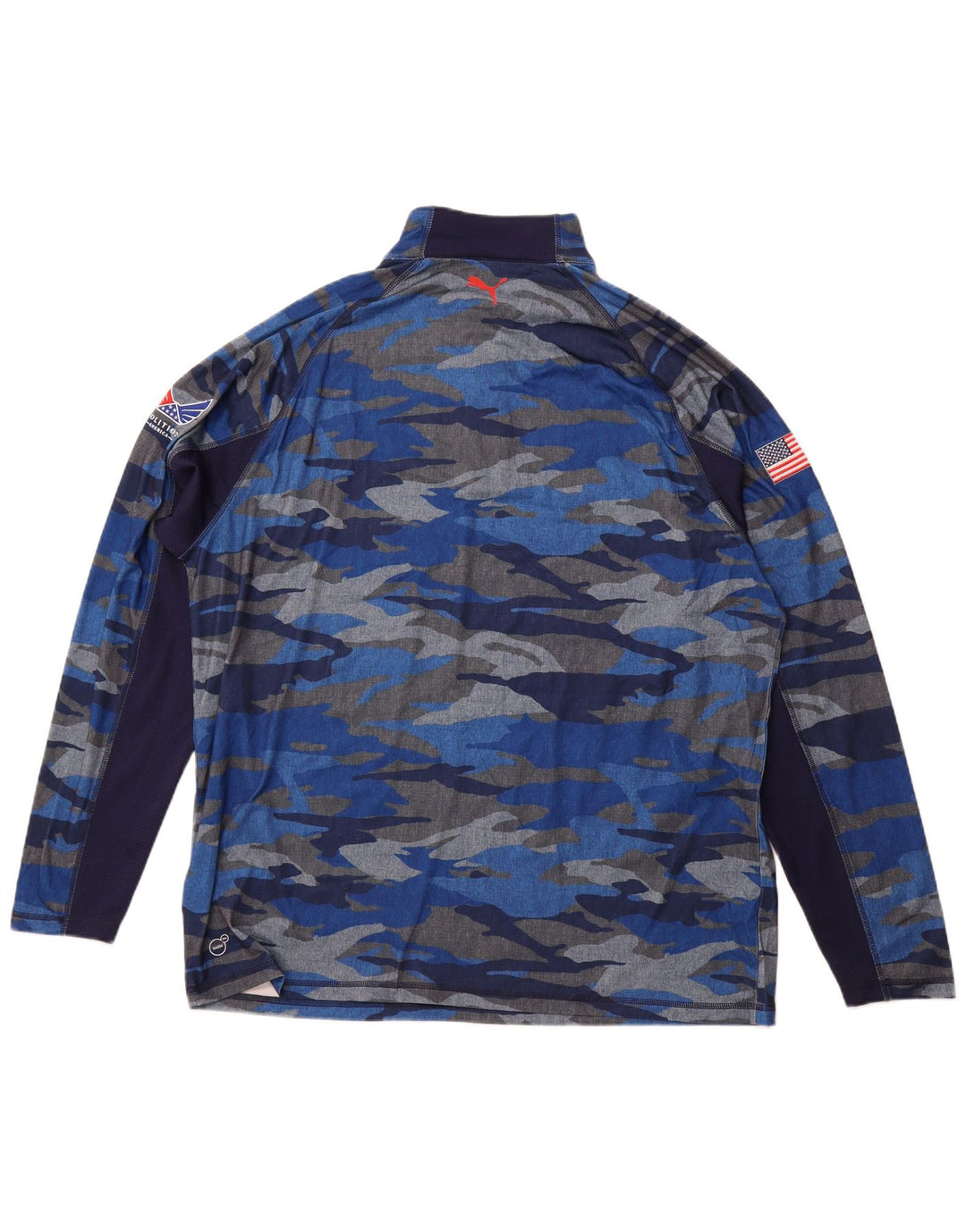 PUMA Haut à col zippé à manches longues pour homme 2XL Bleu Camouflage Polyester