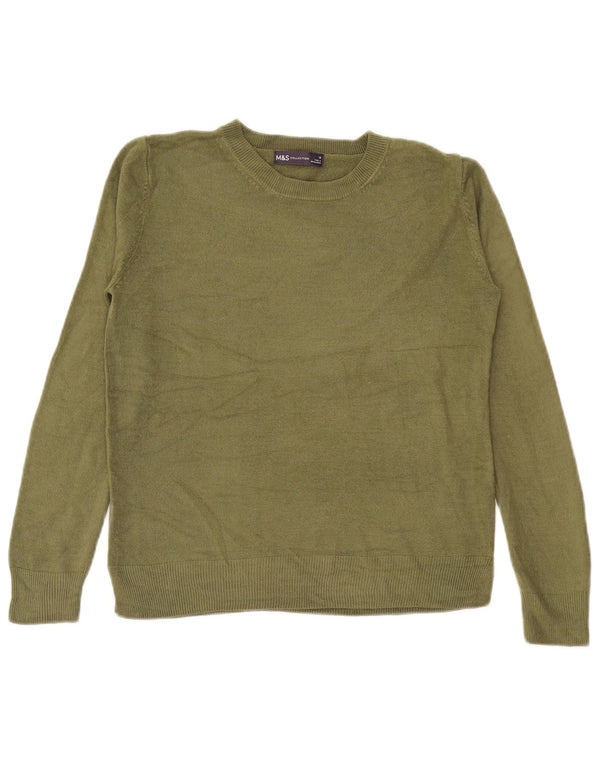 Marks & Spencer Pull ras du cou pour femme UK 10 Petit acrylique vert