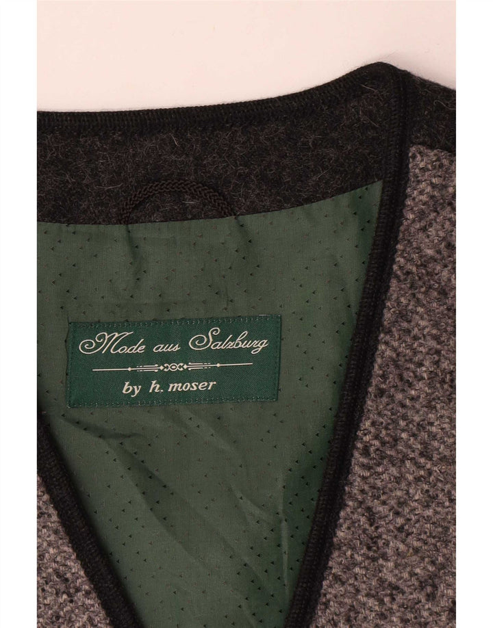 gilet graphique femme vintage IT 42 laine colorblock gris moyen