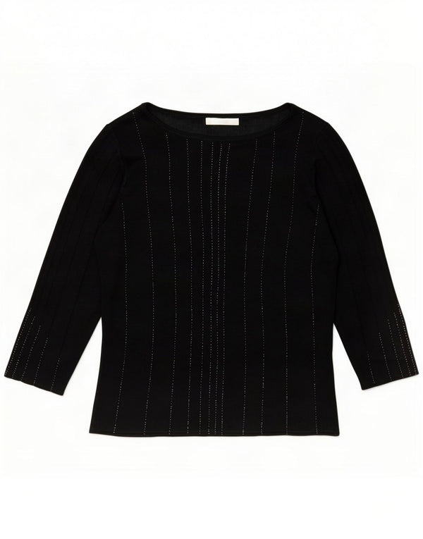 Marks & Spencer Chemisier à manches 3/4 pour femme UK 14 Medium Noir Rayé