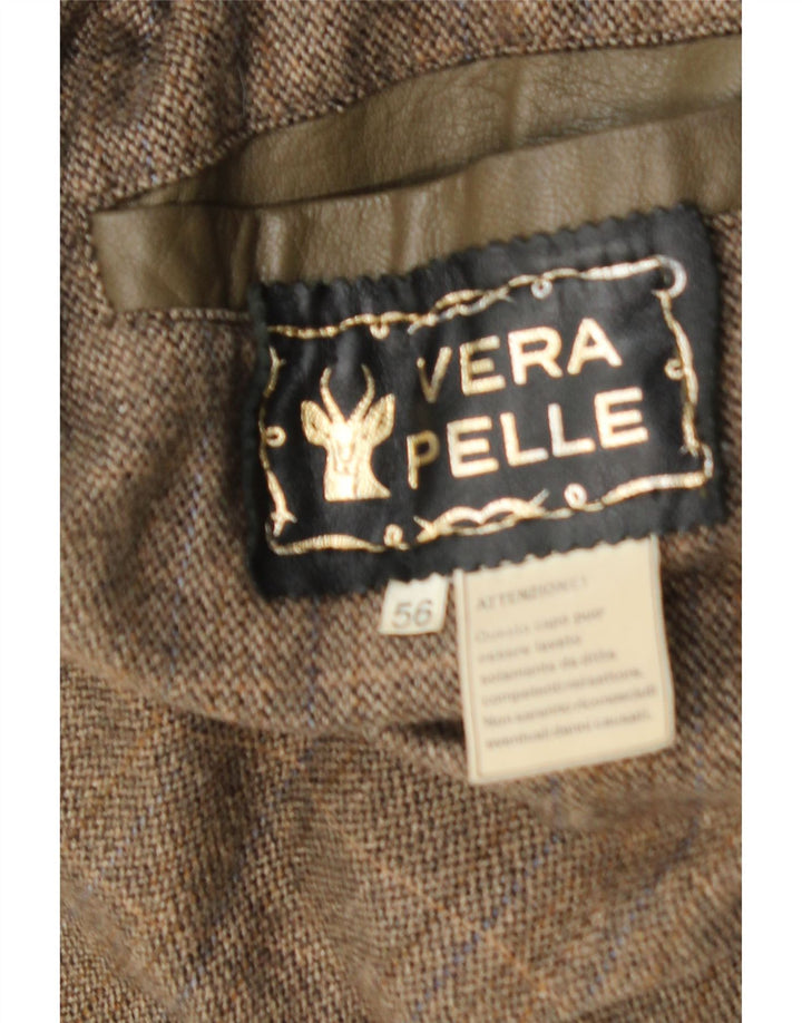 veste en cuir homme vintage UK 40 Grand cuir kaki