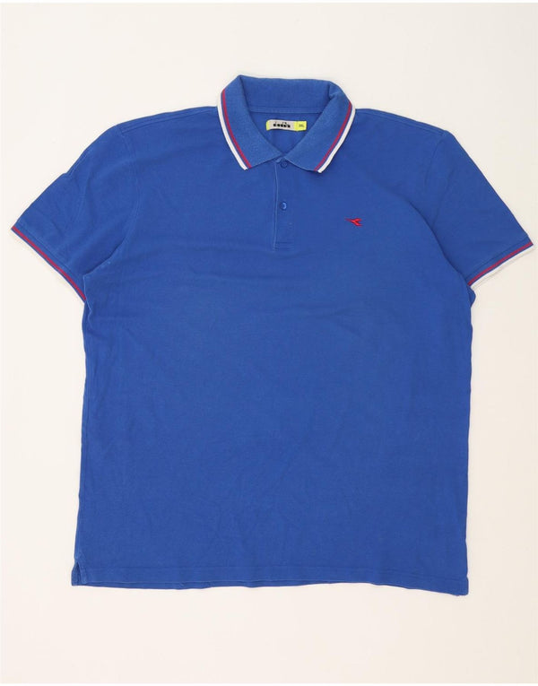 Diadora Mens Polo Shirt 3XL Blue Striped Cotton