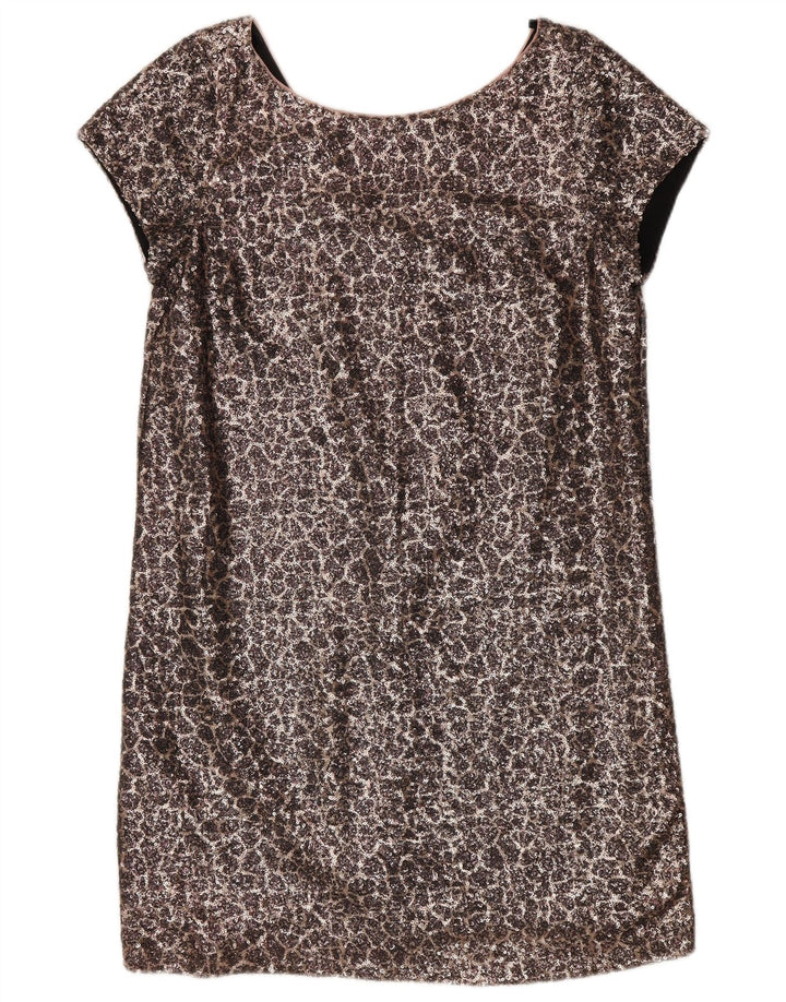 Next Robe droite à paillettes pour femme UK 42 Nylon argenté moyen