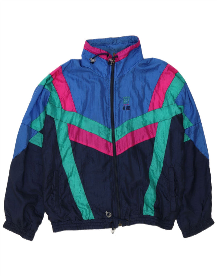 MC Kee's Veste de Survêtement Rétro Coupe Ample Homme Bleu Moyen Colourblock