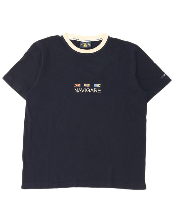 Navigare T-Shirt Graphique Homme Grand Bleu Marine Coton