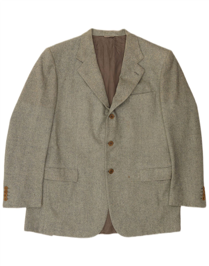 Etro Veste Blazer 3 Boutons Homme IT 54 2XL Laine à Chevrons Vert