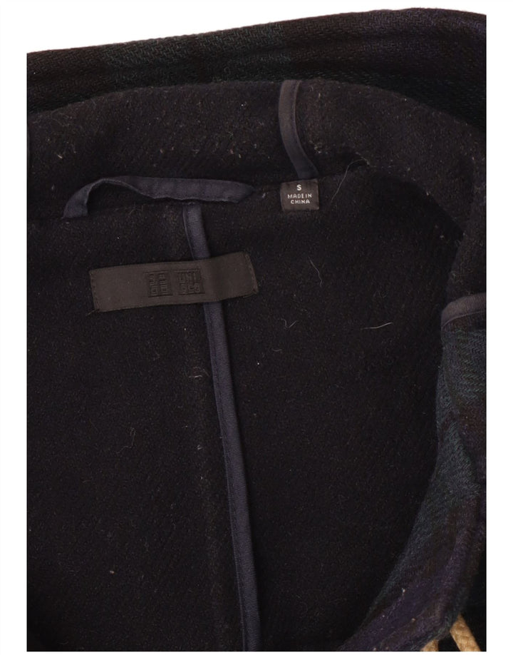 Uniqlo Duffle Coat à capuche pour homme UK 36 Petit carreaux bleu marine