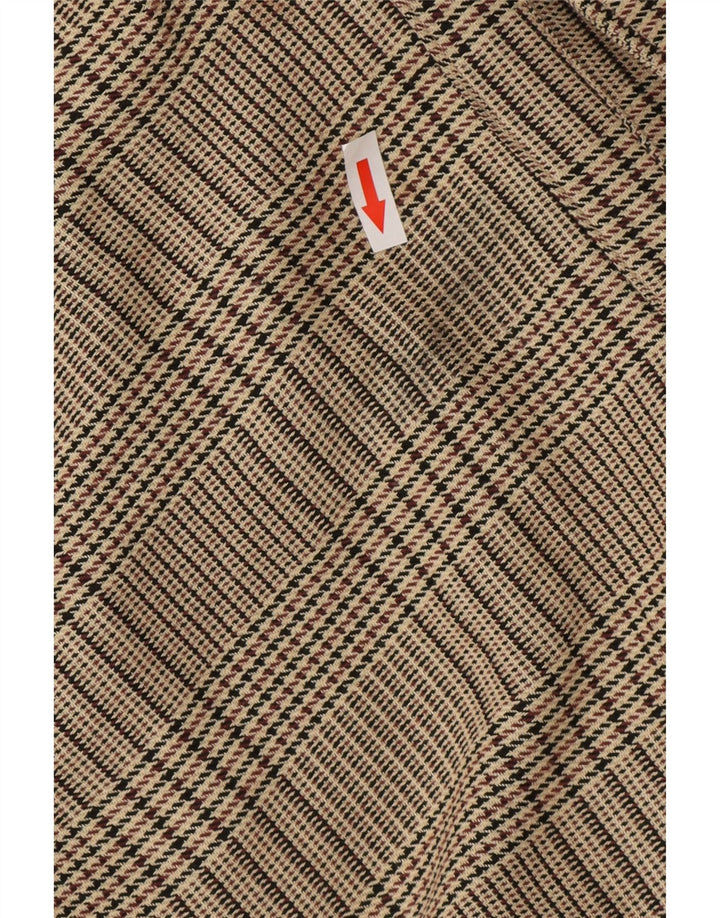 Zara Womens Full Zip Bomber Jacket UK 14 Medium Beige Check Polyester