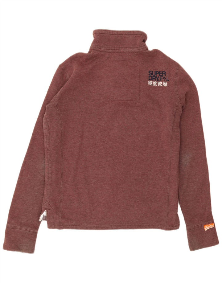 Superdry Sweat-shirt à col boutonné pour homme Petit coton bordeaux