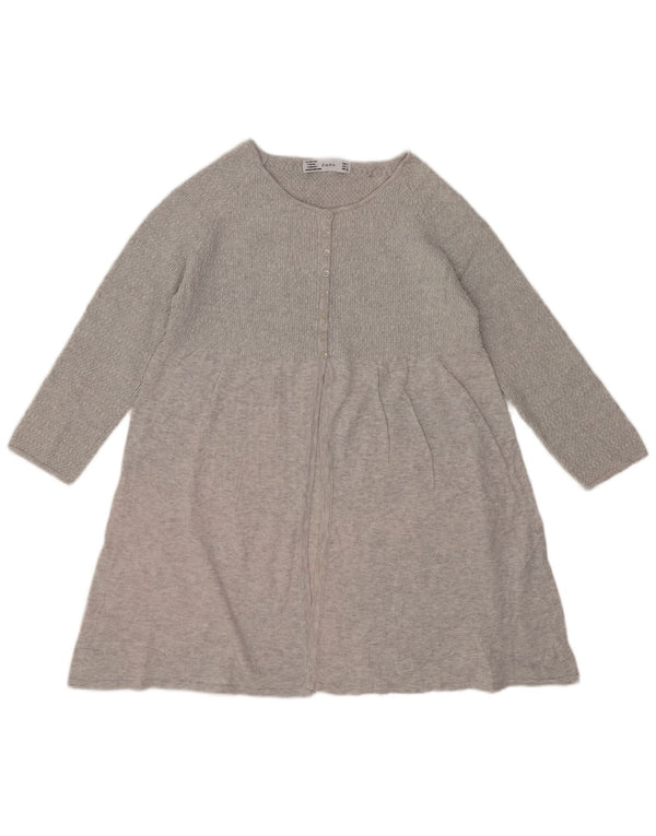 Zara Robe pull à manches longues pour femme UK 44 Large Gris Moucheté