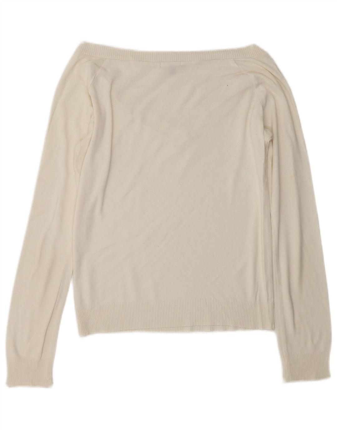 Massimo Dutti Pull court à col en V pour femme UK 12 Medium Off White