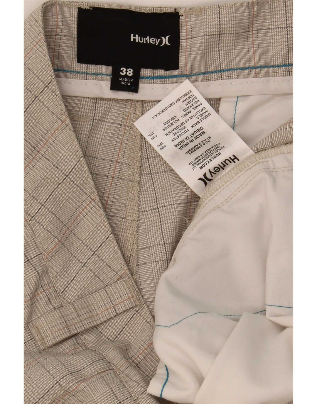 Hurley Short Cargo Homme W38 XL Gris Carreaux Polyester