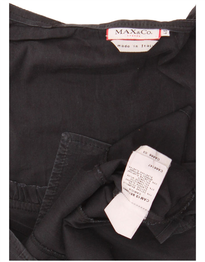 MAX & CO. Chemisier court à volants sur le devant pour femme IT 40 Petit coton noir