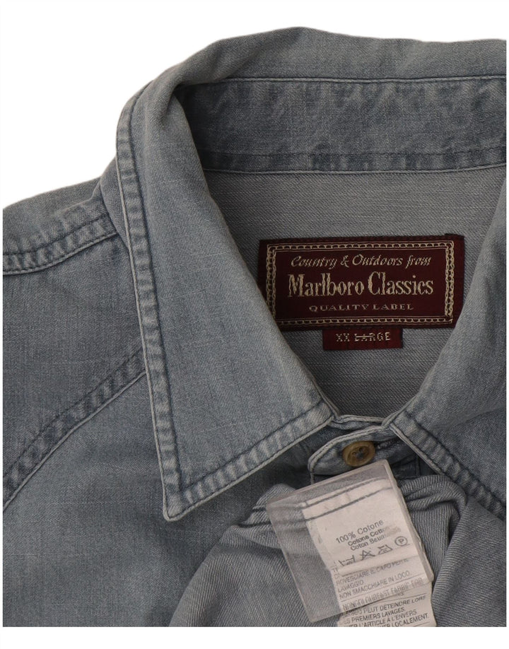 Marlboro Classics Chemise en jean pour homme 2XL Bleu Coton