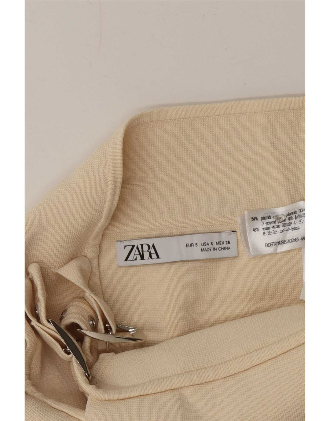 Mini Jupe Portefeuille Zara Femme Petit W26 Polyamide Blanc Cassé