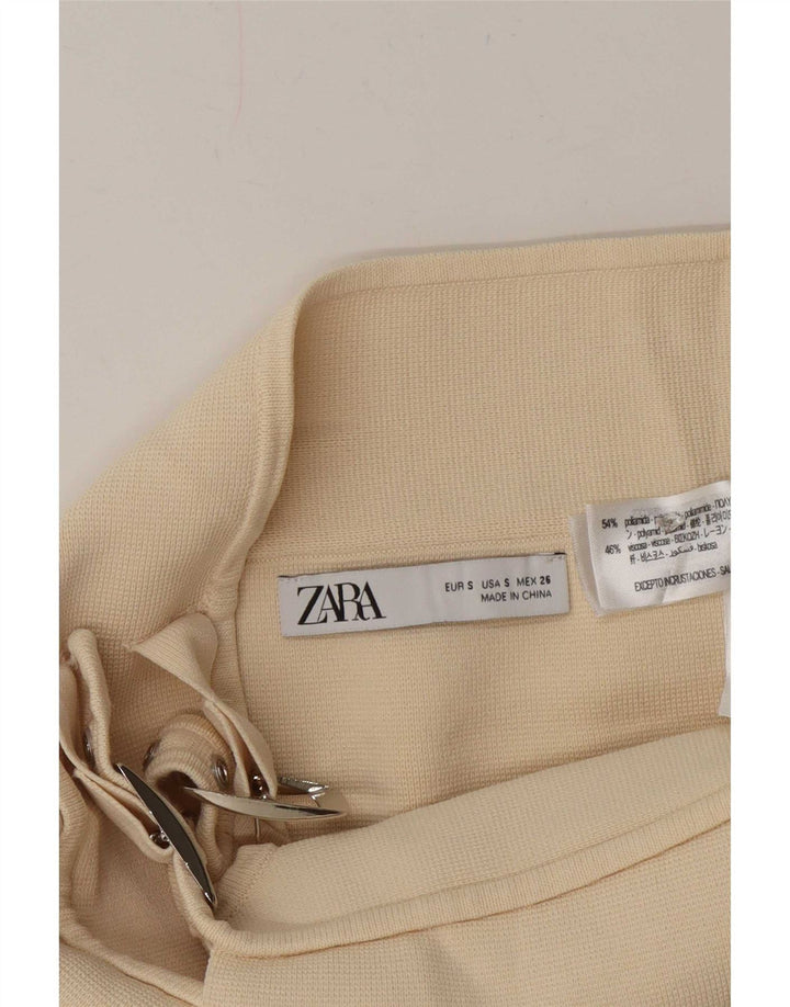 Mini Jupe Portefeuille Zara Femme Petit W26 Polyamide Blanc Cassé