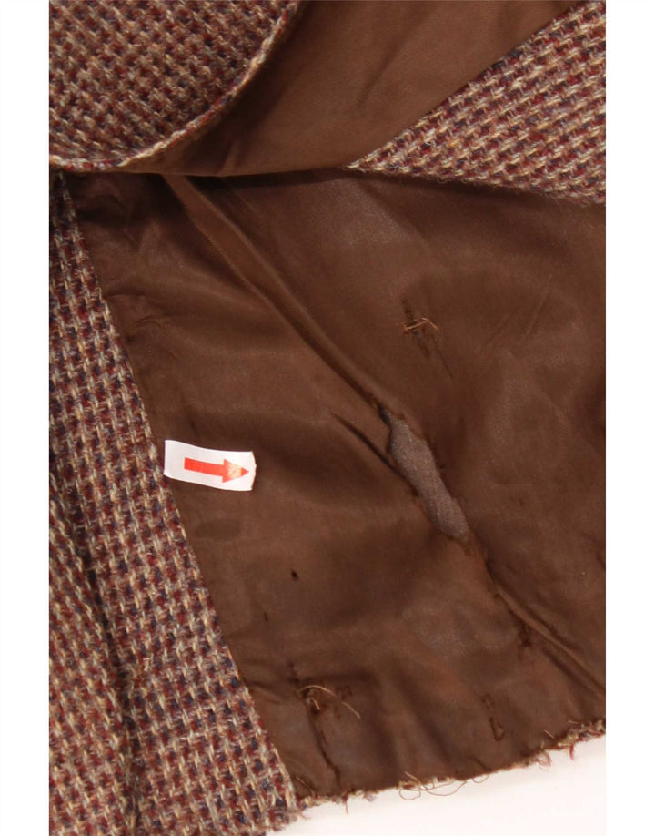 Harris Tweed Veste blazer à 2 boutons pour homme UK 36 Petit pied-de-poule marron
