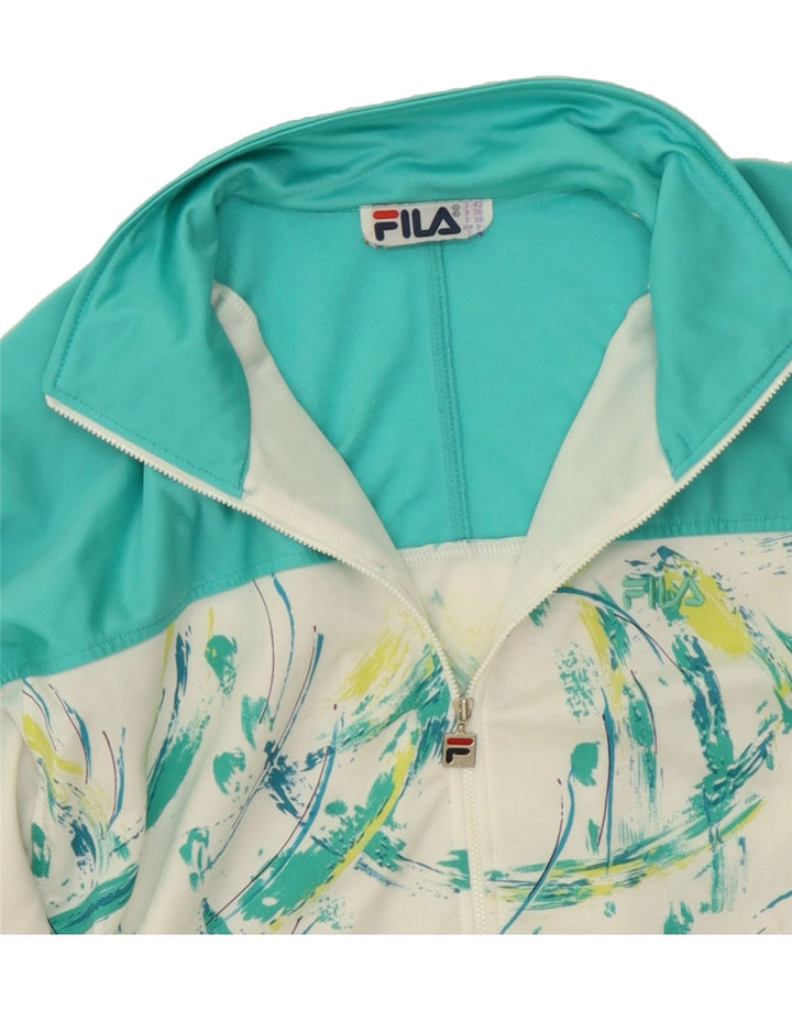 FILA Womens Tracksuit Top Jacket US 6 Medium Turquoise Colourblock Vintage Fila and Second-Hand Fila from Messina Hembry 