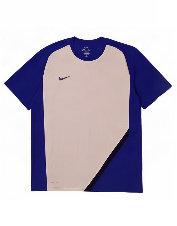 Nike T-shirt Dri Fit pour homme XL Bleu Colorblock Polyester