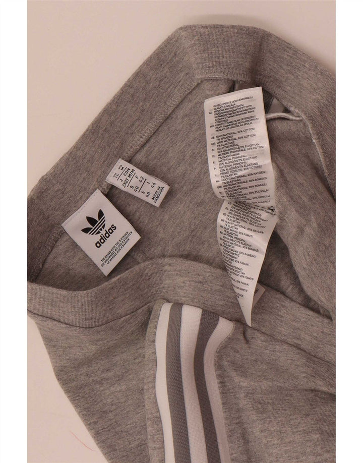 Adidas Leggings Femme UK 14 Coton Gris Moyen