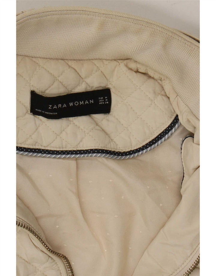 Zara Veste matelassée pour femme UK 12 Medium Off White
