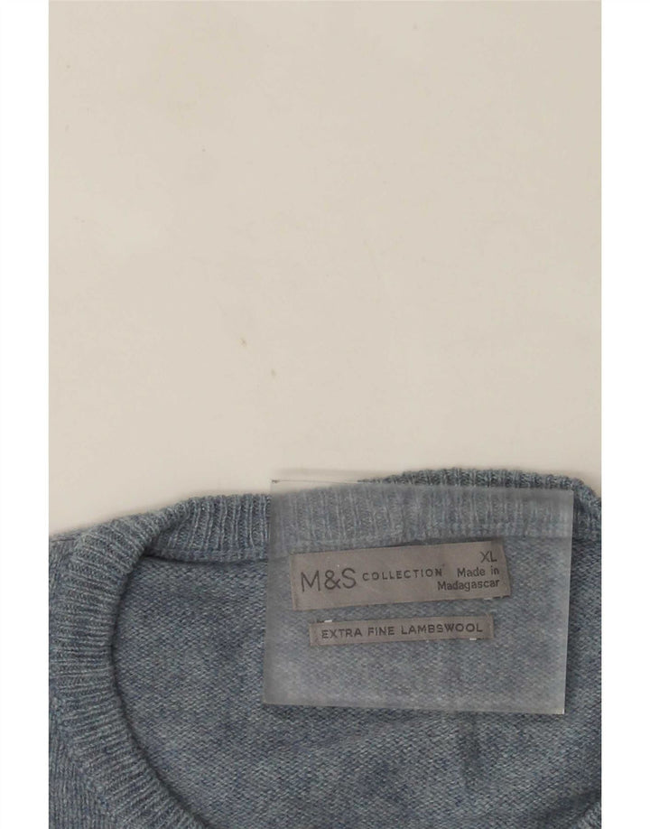 Marks & Spencer Pull à col rond pour homme XL en laine bleue