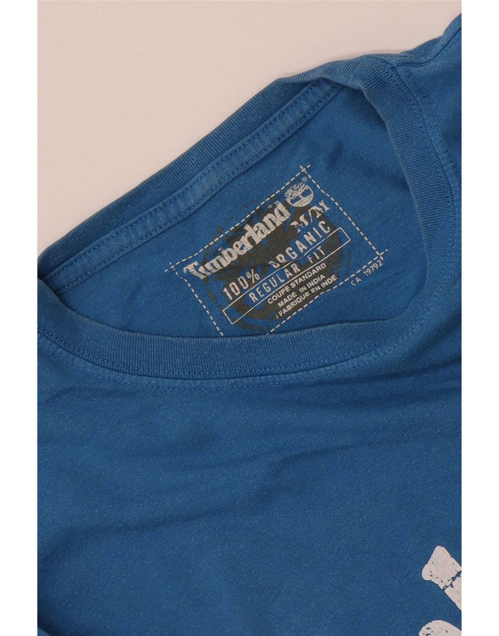 Timberland Tee-Shirt Regular Fit Graphic Homme Bleu Moyen Coton