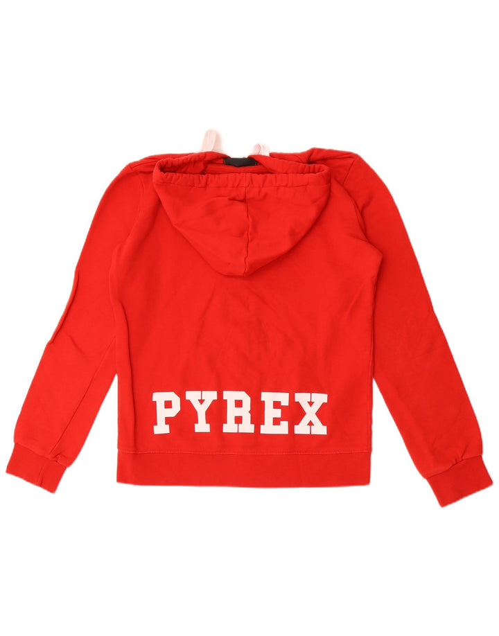 Pyrex Pull à capuche zippé graphique pour femme UK 14 Coton rouge moyen