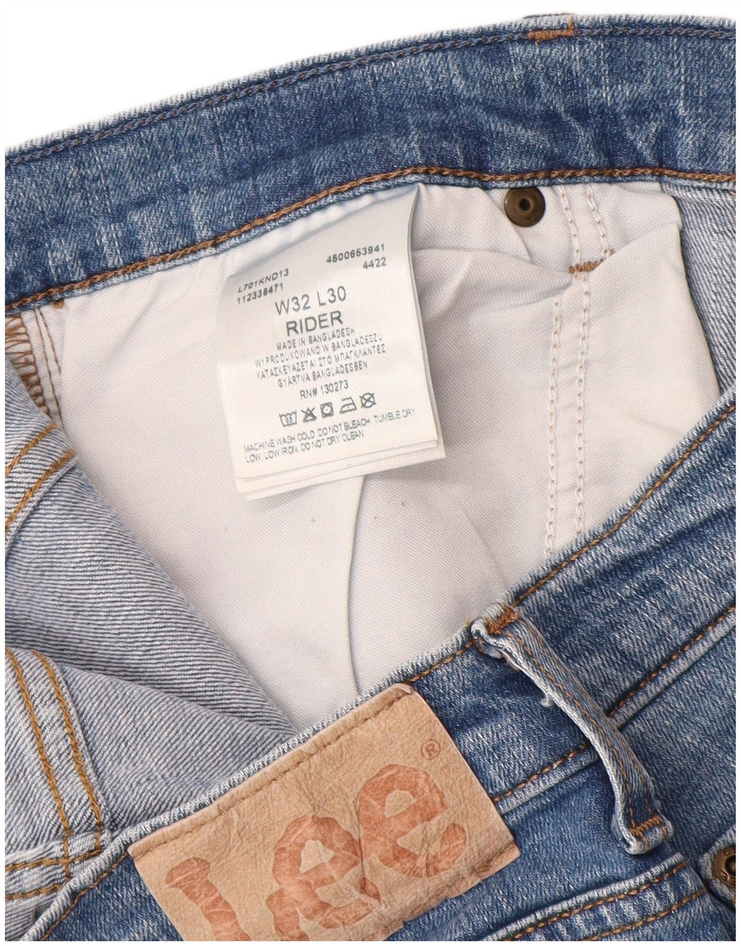 Lee Jean Droit Rider Femme W32 L28 Bleu Coton