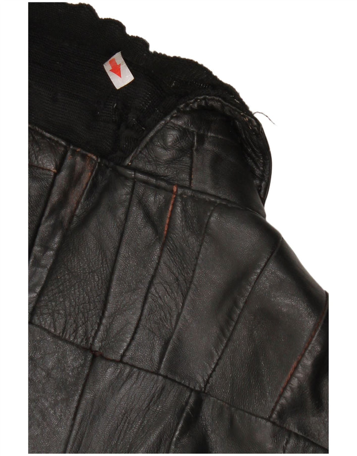 Veste en cuir Bomber femme vintage UK 12 Cuir noir moyen