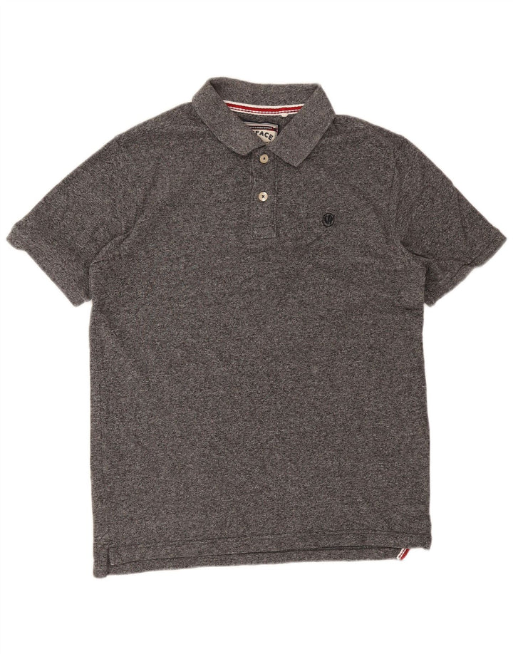 Fat Face Polo Homme Large Gris Moucheté Coton