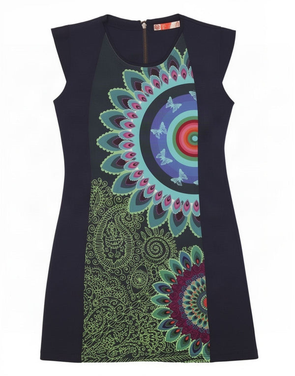 Desigual Robe fourreau pour femme UK 42 Bleu marine moyen floral