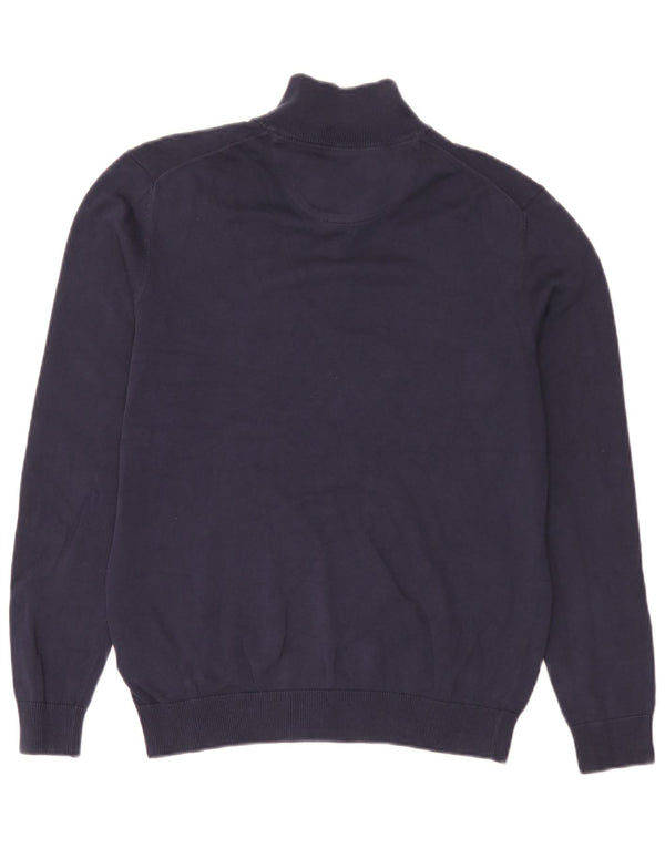 Timberland Pull à col zippé pour homme Petit coton bleu marine