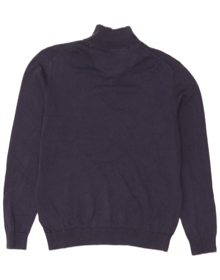Timberland Pull à col zippé pour homme Petit coton bleu marine