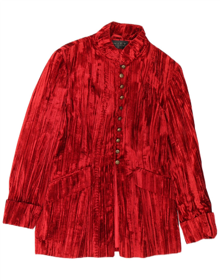 Veste Blazer Velours Femme Vintage UK 14 Polyester Rouge Moyen
