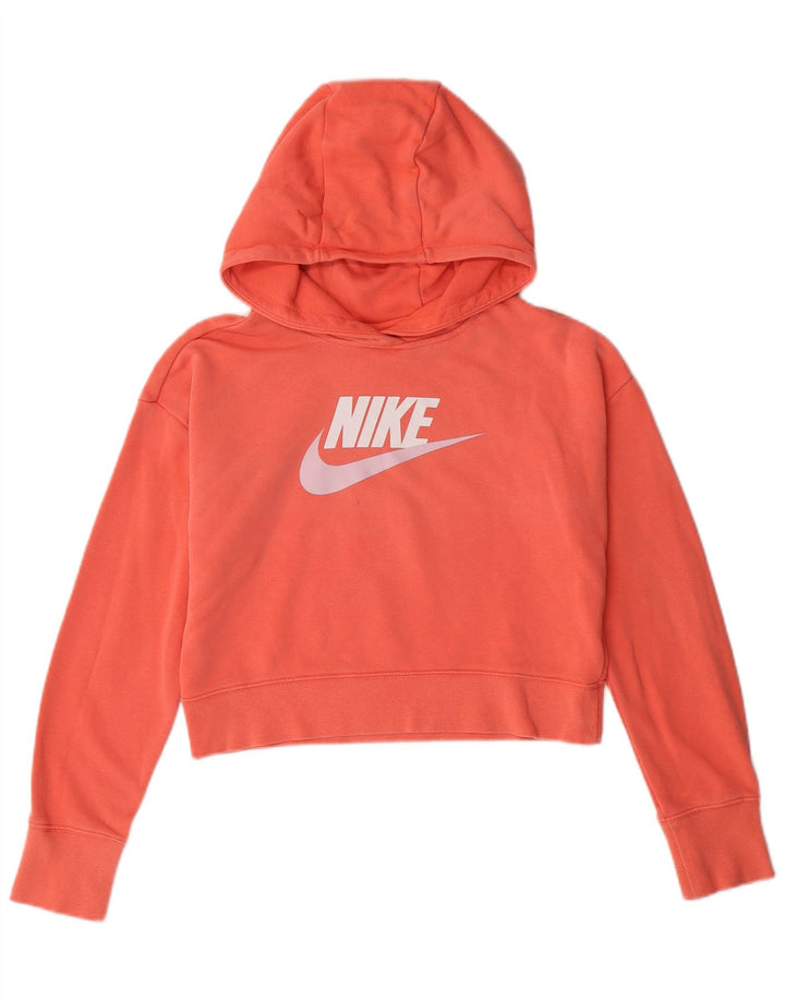 NIKE Pull à capuche court graphique pour fille 12-13 ans Grand rose en coton