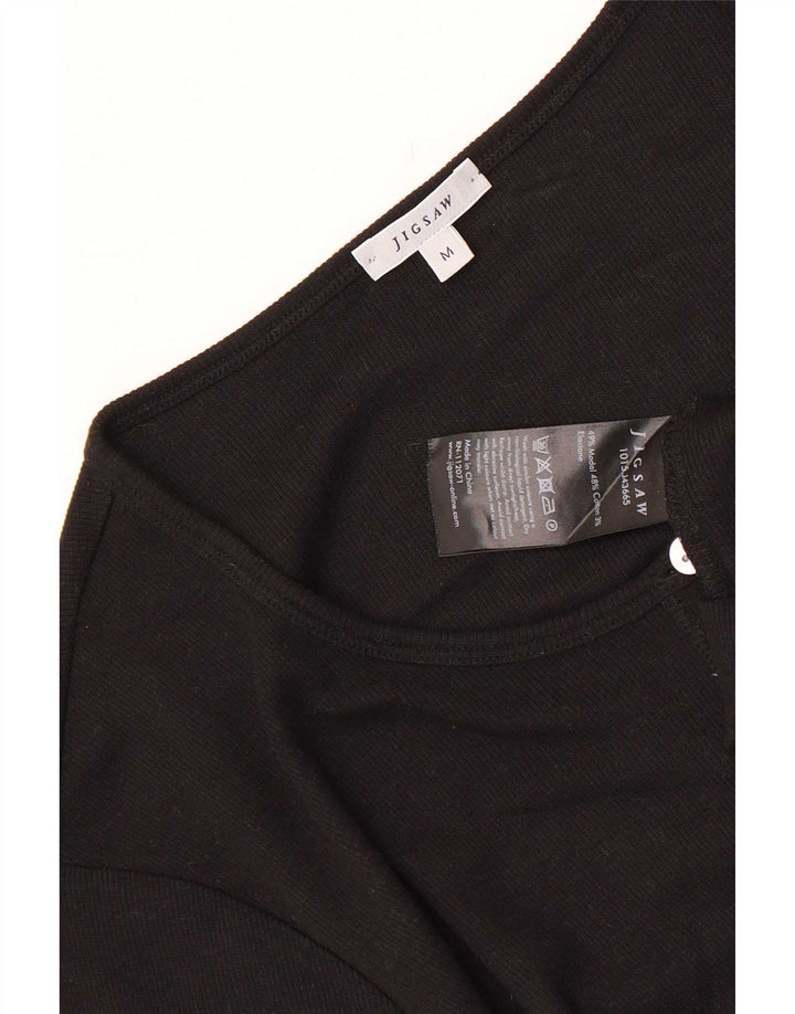 Jigsaw Cardigan à manches courtes pour femme UK 12 Medium Noir Modal