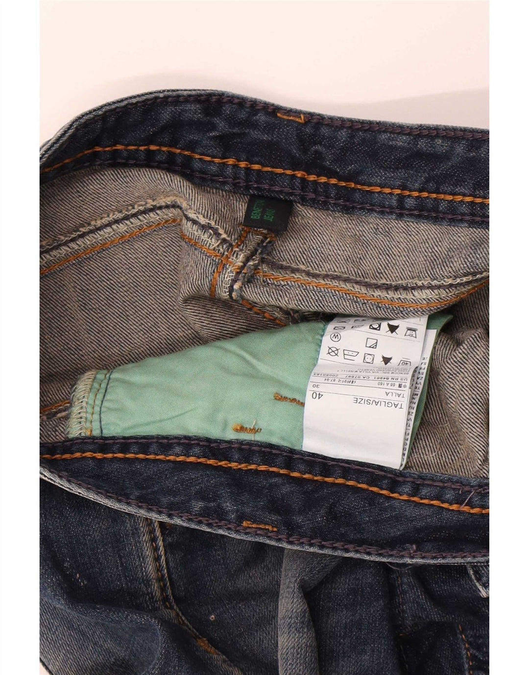 Benetton Short en jean vieilli pour femme IT 40 Small W30 Bleu Coton