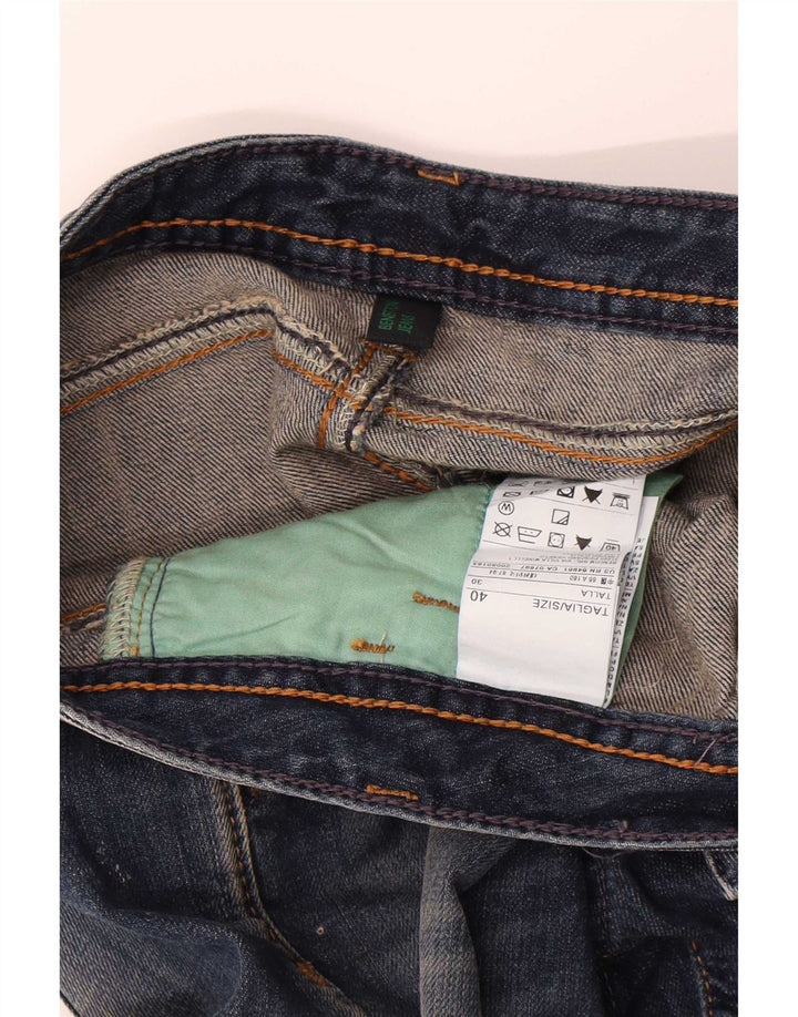 Benetton Short en jean vieilli pour femme IT 40 Small W30 Bleu Coton