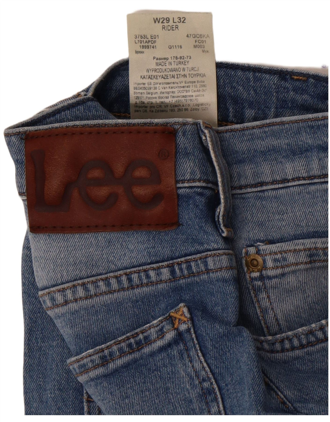 Lee Jean Slim Rider Homme W29 L32 Bleu Coton