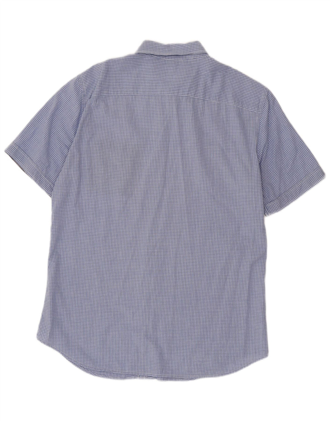 Benetton Chemise à Manches Courtes Homme Bleu Moyen Carreaux